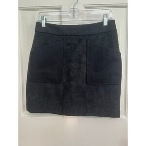 J.Crew Black Wool Blend Mini Skirt Pockets Dark Academia Women's 2 Business